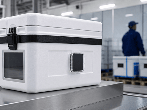 Cold box impact sensor with alert and waveform interface for shock-event detection.