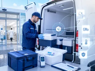 Temperature-controlled dispatch loading with route, vehicle and condition overlays.
